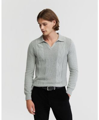 Oxford - Rufus Polo Collar Knit - Jumpers & Cardigans (Grey Light) Rufus Polo Collar Knit