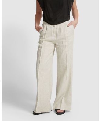 Oxford - Sage Linen Wide Leg Pants - Wide Crop Jeans (Brown Light) Sage Linen Wide Leg Pants