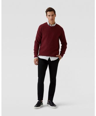 Oxford - Toby Textured Cotton Knit - Jumpers & Cardigans (Red Dark) Toby Textured Cotton Knit
