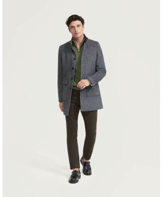 Oxford - Wilson Wool Blend Twill Overcoat - Coats & Jackets (Grey Dark) Wilson Wool Blend Twill Overcoat