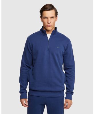Oxford - Wyatt Zip Neck Sweater Shirt - Sweats (Blue Dark) Wyatt Zip Neck Sweater Shirt