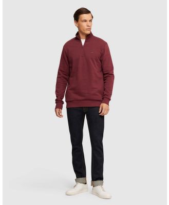 Oxford - Wyatt Zip Neck Sweater Shirt - Sweats (Red Dark) Wyatt Zip Neck Sweater Shirt