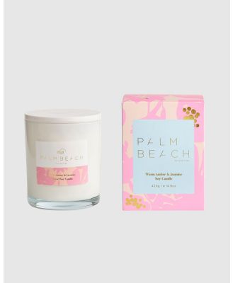 Palm Beach Collection - Warm Amber & Jasmine 420g Scented Soy Candle - Home Fragrance (Pink) Warm Amber & Jasmine 420g Scented Soy Candle