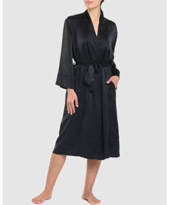 Papinelle - Audrey Silk Long Robe - Sleepwear (Black) Audrey Silk Long Robe