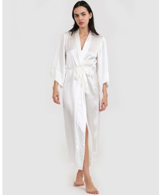 Papinelle - Selena Silk Maxi Robe - Sleepwear (white) Selena Silk Maxi Robe