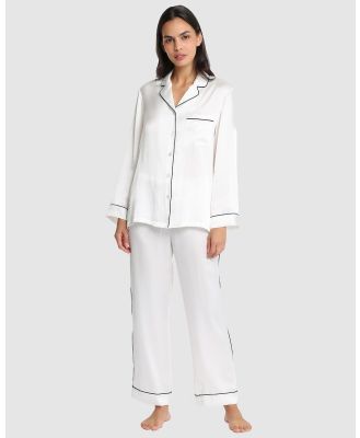 Papinelle - Sylvie Silk Piped Full Length PJ - Two-piece sets (white) Sylvie Silk Piped Full Length PJ