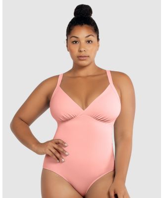 Parfait - Vivien Full Bust V Neck Plunge Swimsuit - One-Piece / Swimsuit (Pink) Vivien Full Bust V Neck Plunge Swimsuit