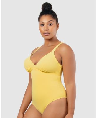 Parfait - Vivien Full Bust V Neck Plunge Swimsuit - One-Piece / Swimsuit (Yellow) Vivien Full Bust V Neck Plunge Swimsuit