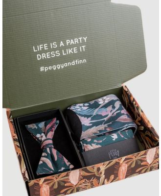 Peggy and Finn - Teal Blooms Bow Tie Gift Box - Ties & Cufflinks (Teal) Teal Blooms Bow Tie Gift Box