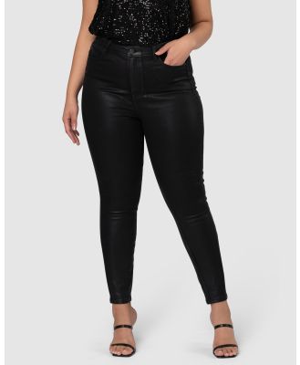 Pink Dusk - Luxe Stretch Coated Jean - High-Waisted (BLACK) Luxe Stretch Coated Jean