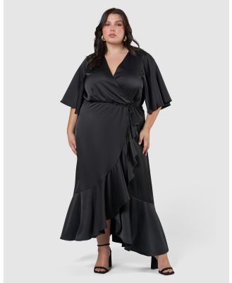 Pink Dusk - Smouldering Wrap Maxi Dress - Dresses (Black) Smouldering Wrap Maxi Dress