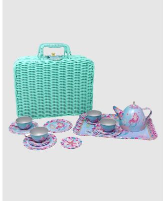 Pink Poppy - Shimmering Mermaid Tea Set in Basket - Accessories (Blue) Shimmering Mermaid Tea Set in Basket