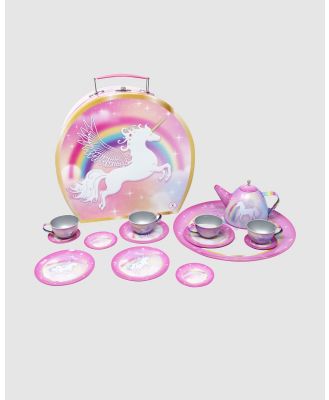 Pink Poppy - Unicorn Dreamer 15 Piece Tin Tea Set In Carry Case - Accessories (Blue) Unicorn Dreamer 15 Piece Tin Tea Set In Carry Case