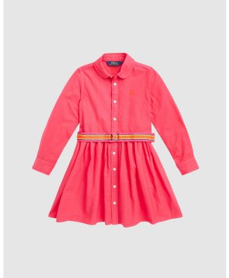 Polo Ralph Lauren - Belted Cotton Oxford Shirtdress   Kids - Dresses (Pink) Belted Cotton Oxford Shirtdress - Kids
