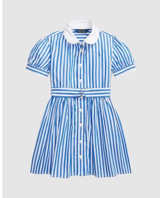 Polo Ralph Lauren - Belted Cotton Shirtdress & Bloomers   Kids - Dresses (New Iris & White) Belted Cotton Shirtdress & Bloomers - Kids