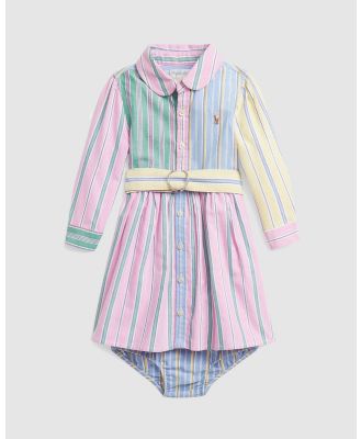 Polo Ralph Lauren - Belted Oxford Fun Shirtdress Bloomers   Babies - Dresses (Multi) Belted Oxford Fun Shirtdress Bloomers - Babies