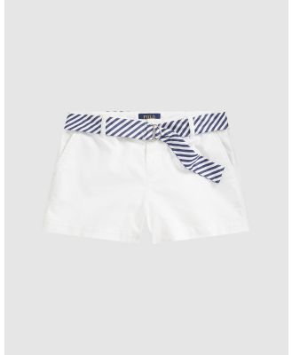 Polo Ralph Lauren - Belted Stretch Chino Shorts   ICONIC EXCLUSIVE   Teens - Shorts (White) Belted Stretch Chino Shorts - ICONIC EXCLUSIVE - Teens