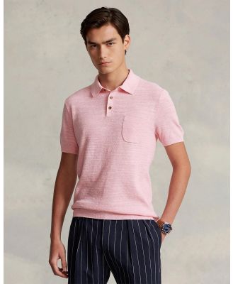 Polo Ralph Lauren - Cotton Linen Polo Collar Sweater - Shirts & Polos (Carmel Pink) Cotton-Linen Polo-Collar Sweater