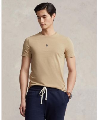 Polo Ralph Lauren - Custom Slim Fit Jersey Crewneck T Shirt - T-Shirts & Singlets (Classic Khaki) Custom Slim Fit Jersey Crewneck T-Shirt