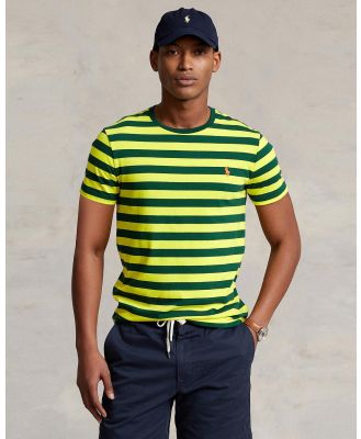 Polo Ralph Lauren - Custom Slim Fit Jersey Crewneck T Shirt - T-Shirts & Singlets (Lemon Crush & New Forest) Custom Slim Fit Jersey Crewneck T-Shirt