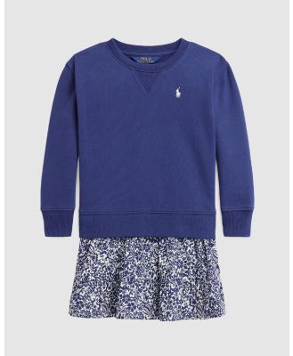 Polo Ralph Lauren - Floral Fleece Sweatshirt Dress   Kids - Dresses (Blue Mu) Floral Fleece Sweatshirt Dress - Kids