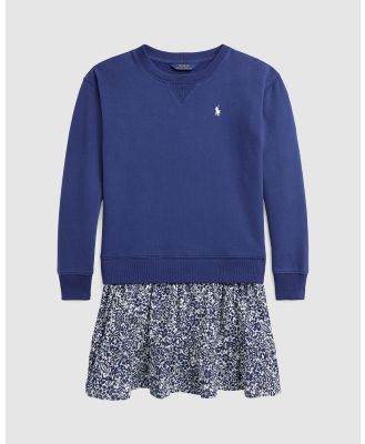 Polo Ralph Lauren - Floral Fleece Sweatshirt Dress   Teens - Printed Dresses (Blue) Floral Fleece Sweatshirt Dress - Teens