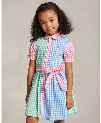 Polo Ralph Lauren - Gingham Cotton Poplin Shirtdress   Kids - Dresses (Multi) Gingham Cotton Poplin Shirtdress - Kids