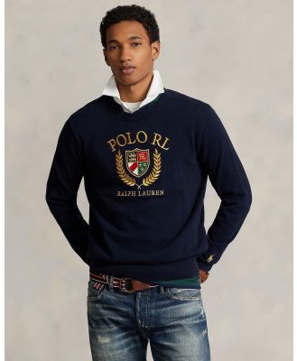 Polo Ralph Lauren - Logo Crest Cotton Sweater - Sweats (Navy Combo) Logo Crest Cotton Sweater