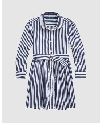 Polo Ralph Lauren - Long Sleeve Stripe Bengal Dress   Kids - Dresses (Navy Multi) Long Sleeve Stripe Bengal Dress - Kids