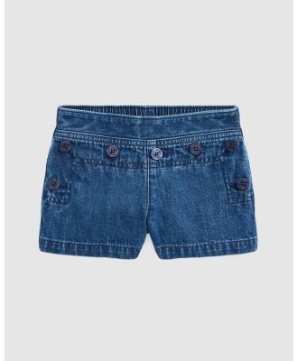 Polo Ralph Lauren - Nautical Cotton Denim Shorts   ICONIC EXCLUSIVE   Kids - Denim (Olvera Wash) Nautical Cotton Denim Shorts - ICONIC EXCLUSIVE - Kids