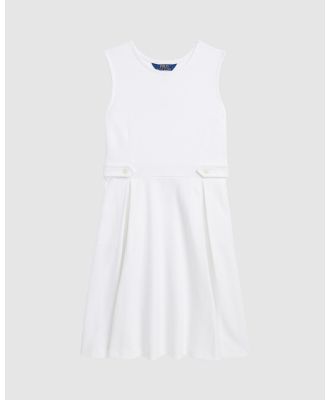 Polo Ralph Lauren - Pleated Cotton Mesh Dress   ICONIC EXCLUSIVE   Teens - Dresses (White & Dtm) Pleated Cotton Mesh Dress - ICONIC EXCLUSIVE - Teens
