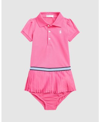 Polo Ralph Lauren - Pleated Mesh Polo Dress & Bloomers   Babies - Dresses (Desert Pink) Pleated Mesh Polo Dress & Bloomers - Babies