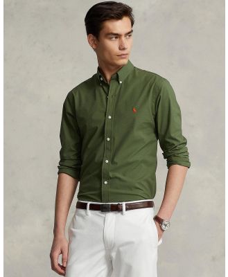 Polo Ralph Lauren - Slim Fit Stretch Poplin Shirt   ICONIC EXCLUSIVE - Shirts & Polos (Supply Olive) Slim Fit Stretch Poplin Shirt - ICONIC EXCLUSIVE