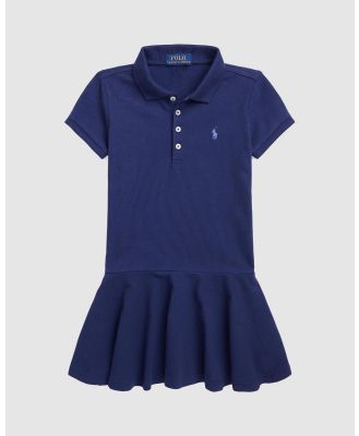 Polo Ralph Lauren - Stretch Mesh Polo Dress   Kids - Dresses (Blue) Stretch Mesh Polo Dress - Kids