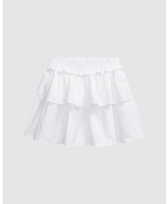 Polo Ralph Lauren - Tiered Cotton Seersucker Skirt   ICONIC EXCLUSIVE   Kids - Skirts (White & White) Tiered Cotton Seersucker Skirt - ICONIC EXCLUSIVE - Kids