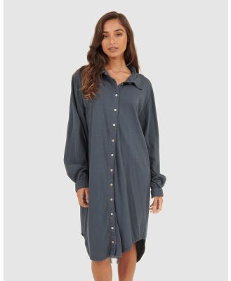 Primness - Aria Knit Shirt Dress - Dresses (Grey) Aria Knit Shirt Dress
