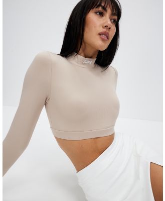 Prince - Volley LS Mock Neck - Cropped tops (Taupe) Volley LS Mock Neck