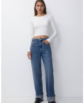 Pull&Bear - Baggy Jeans With Turn up Hems - Jeans (Medium Blue) Baggy Jeans With Turn-up Hems