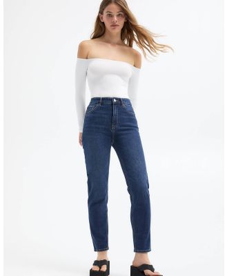 Pull&Bear - Relax Fit Mom Jeans - Mom Jeans (Dark Blue) Relax Fit Mom Jeans