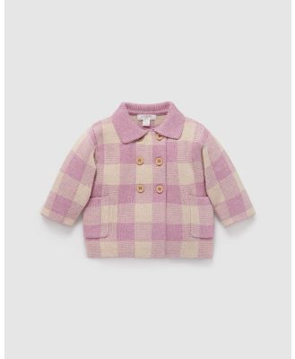 Purebaby - Knitted Check Jacket   Babies - Coats & Jackets (Hyacinth Plaid) Knitted Check Jacket - Babies