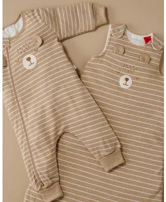 Purebaby - Padded Sleeve Novelty Onesie   Babies Kids - Longsleeve Rompers (Sleepy Cub) Padded Sleeve Novelty Onesie - Babies-Kids