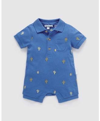 Purebaby - Polo Growsuit   Babies - All onesies (Cacti Broderie) Polo Growsuit - Babies