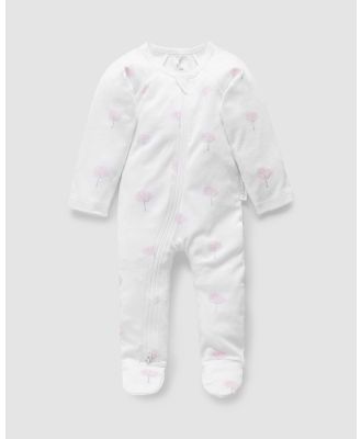 Purebaby - Zip Growsuit   Babies - Longsleeve Rompers (Pale Pink Tree) Zip Growsuit - Babies