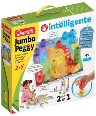 Quercetti - Jumbo Peggy 45 pieces - Developmental Toys (Multi) Jumbo Peggy 45 pieces