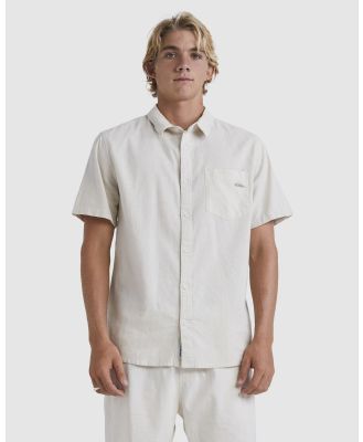 Quiksilver - Mens Palm Waves Short Sleeve Shirt - Tops (BIRCH) Mens Palm Waves Short Sleeve Shirt