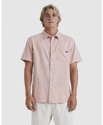 Quiksilver - Mens Palm Waves Short Sleeve Shirt - Tops (DUSTY PINK) Mens Palm Waves Short Sleeve Shirt