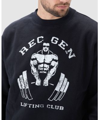 REC GEN - Rest Lifting Club Fleece Crew - Crew Necks (Black) Rest Lifting Club Fleece Crew