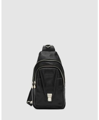 Republic of Florence - Valerio Black Leather Sling Bag - Satchels (Black) Valerio Black Leather Sling Bag