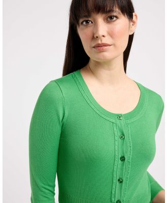 Review - Chessie 3 4 Sleeve Cardi - Jumpers & Cardigans (KELLY GREEN) Chessie 3-4 Sleeve Cardi