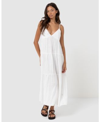 Rhythm - Classic Tiered Midi Dress - Dresses (White) Classic Tiered Midi Dress